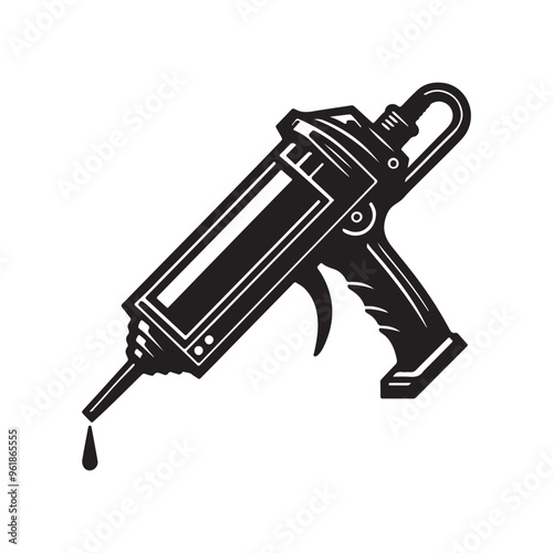 create me Caulking Gun Silhouette Vector illustration with white solid background