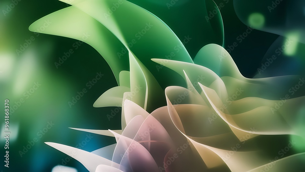 Abstract background in green tones with a gradient, defocused lights and shadows, pastel colors. Backdrop Abstract background in green tones with a gradient, defocused lights and shadows, pastel colors. Backdrop