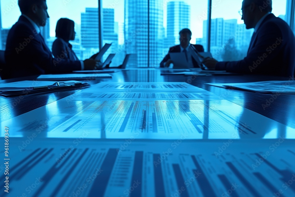 Group of executives reviewing a business plan in a boardroom, corporate strategy meeting, copy space for stock photo with minimal concept, No logo, No Trademark, No text Group of executives reviewing a business plan in a boardroom, corporate strategy meeting, copy space for stock photo with minimal concept, No logo, No Trademark, No text