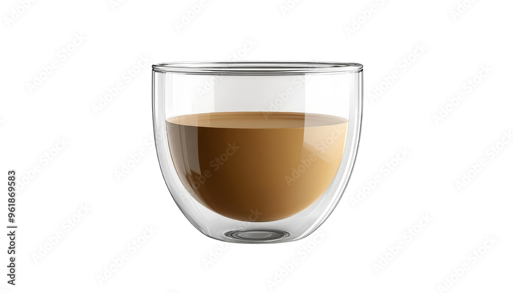 A clear glass cup filled with rich, creamy coffee, perfect for showcasing beverages in a modern and stylish setting. A clear glass cup filled with rich, creamy coffee, perfect for showcasing beverages in a modern and stylish setting.