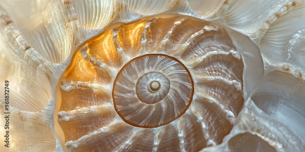 A close-up of a seashell's intricate spiral pattern. A close-up of a seashell's intricate spiral pattern.