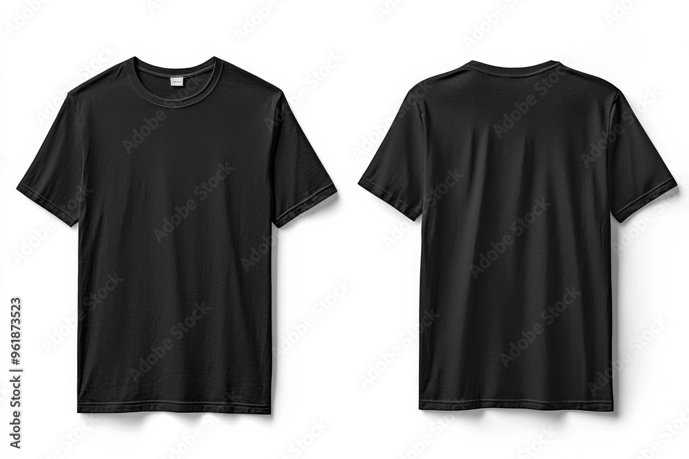 Black Tshirt Mockup Front and Back Isolated created with Generative AI Black Tshirt Mockup Front and Back Isolated created with Generative AI