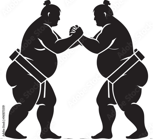 Sumo fight silhouette vector illustration isolated on a white background