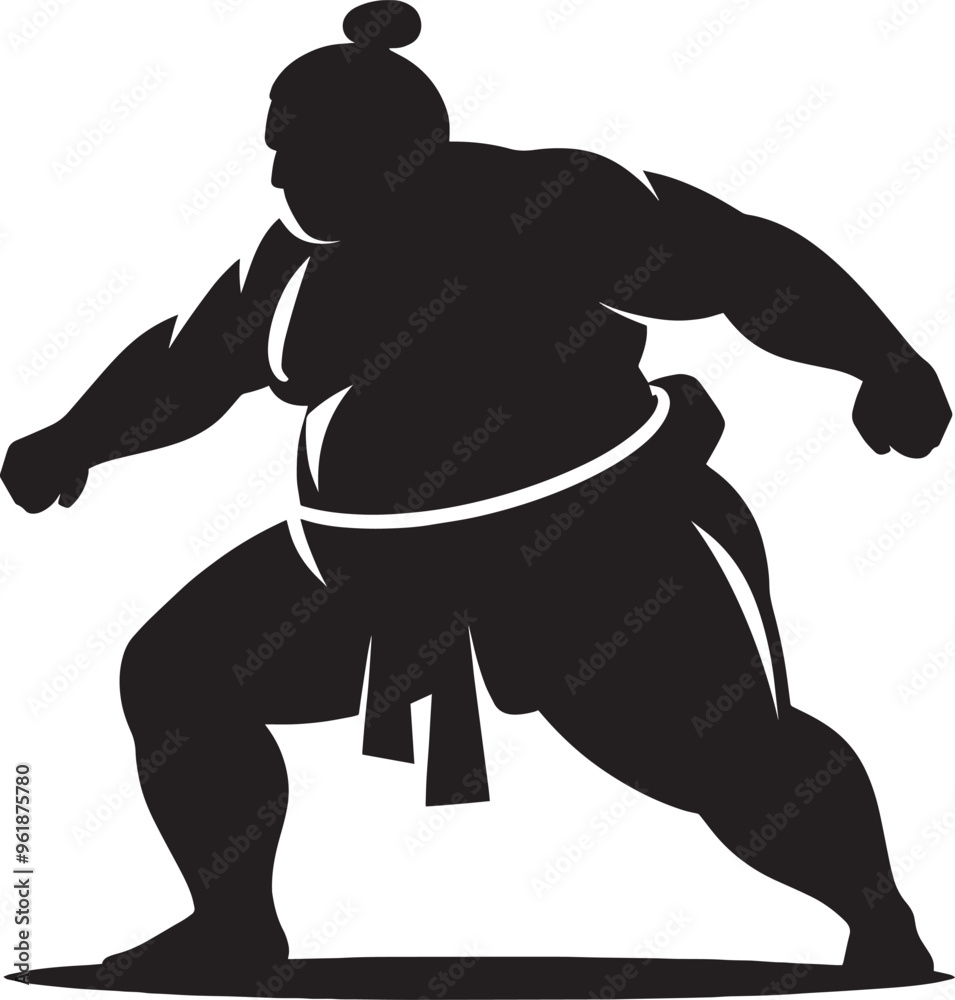 Fototapeta premium Sumo fight silhouette vector illustration isolated on a white background