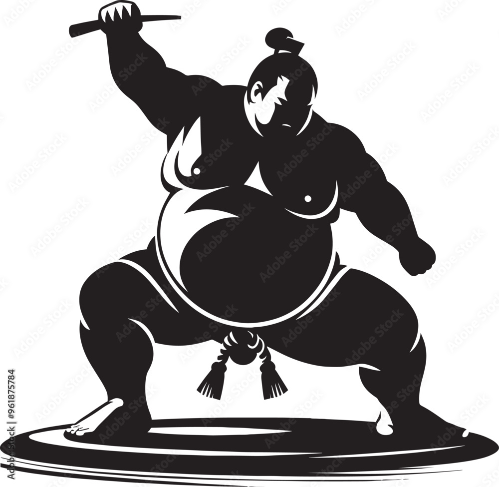 Fototapeta premium Sumo fight silhouette vector illustration isolated on a white background