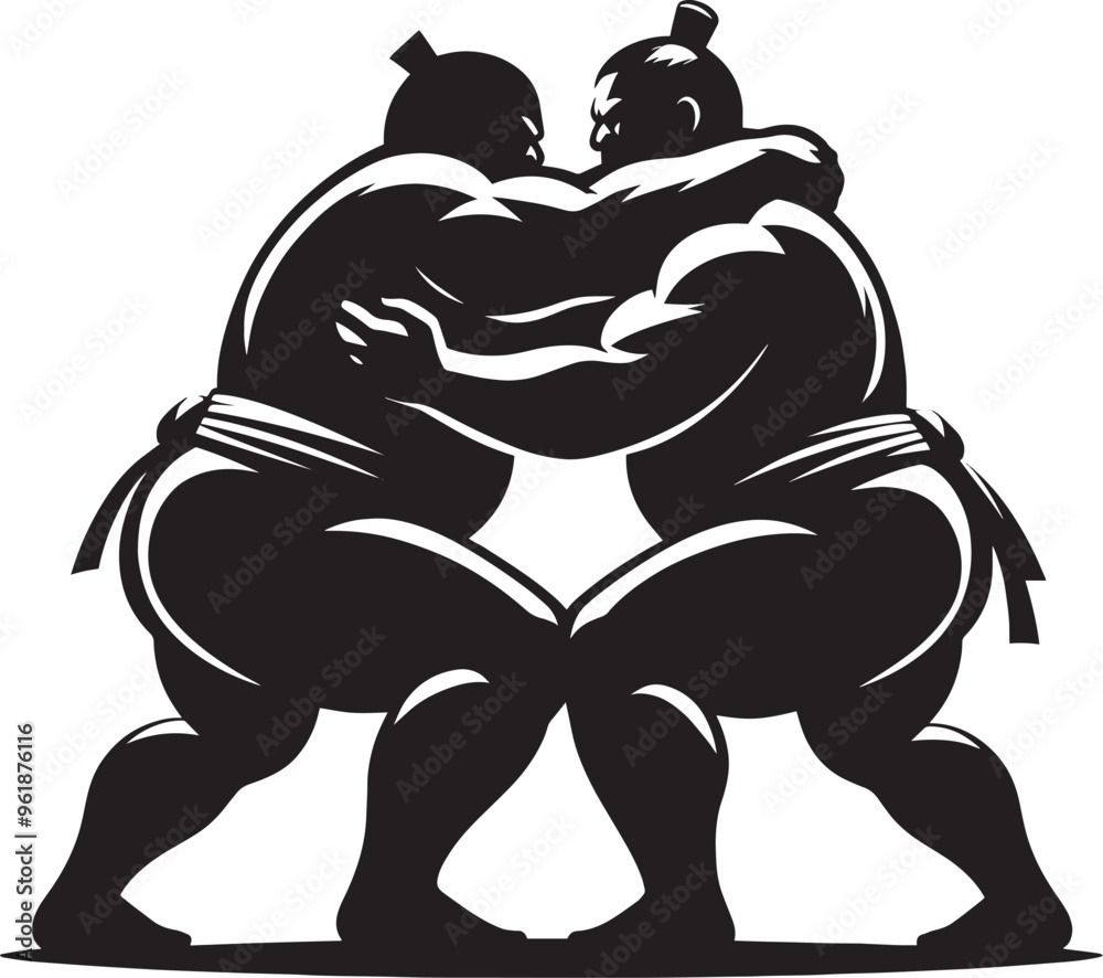 Sumo fight silhouette vector illustration isolated on a white background Sumo fight silhouette vector illustration isolated on a white background