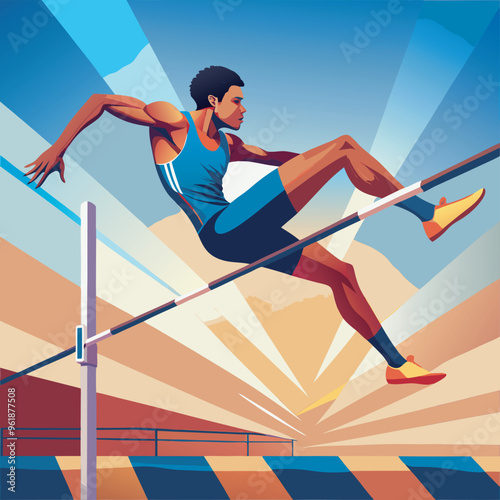 high jumping  olympic player vector illustration