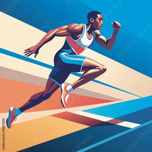 runner running sports flat vector illustration design