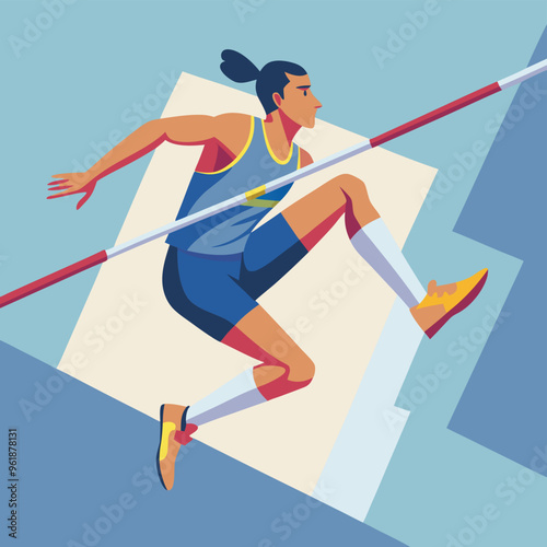 high jumping  olympic player vector illustration