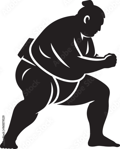 Sumo fight silhouette vector illustration isolated on a white background