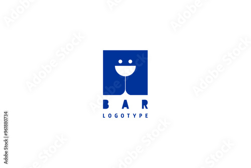 Bar logo design solution with smiling glass