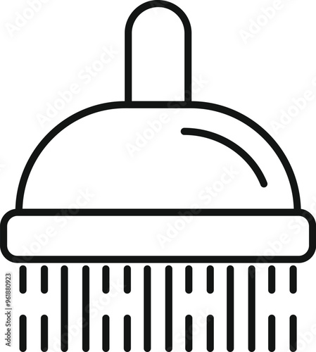 Simple icon of a shower head spraying water, perfect for minimalist designs related to hygiene and bathrooms