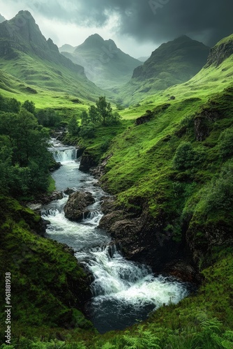 waterfall in the mountains