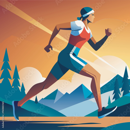 runner running sports flat vector illustration design