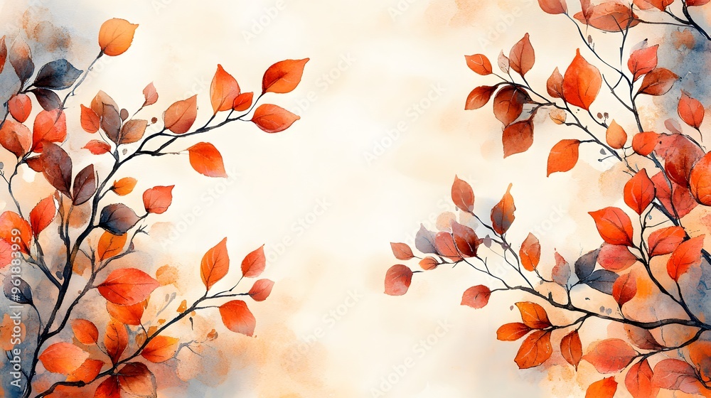 A cozy autumn watercolor frame with hand-painted leaves and branches, in soft warm tones, perfect for fall-themed design needs. A cozy autumn watercolor frame with hand-painted leaves and branches, in soft warm tones, perfect for fall-themed design needs.