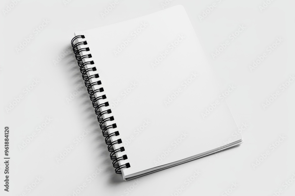Spiral notebook, blank pages on white background, mockup template Spiral notebook, blank pages on white background, mockup template