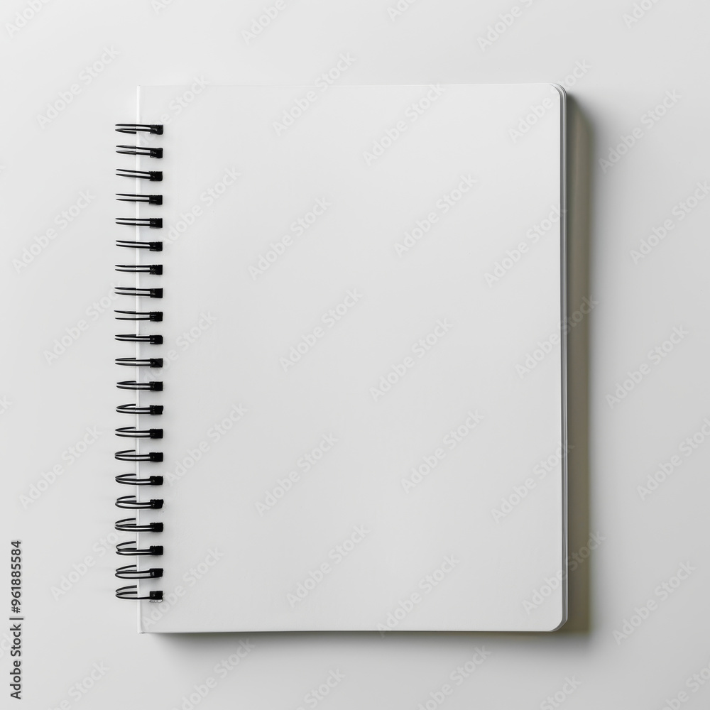 Empty Notebook with Blank Pages and Pen Mockup for Stationery Design