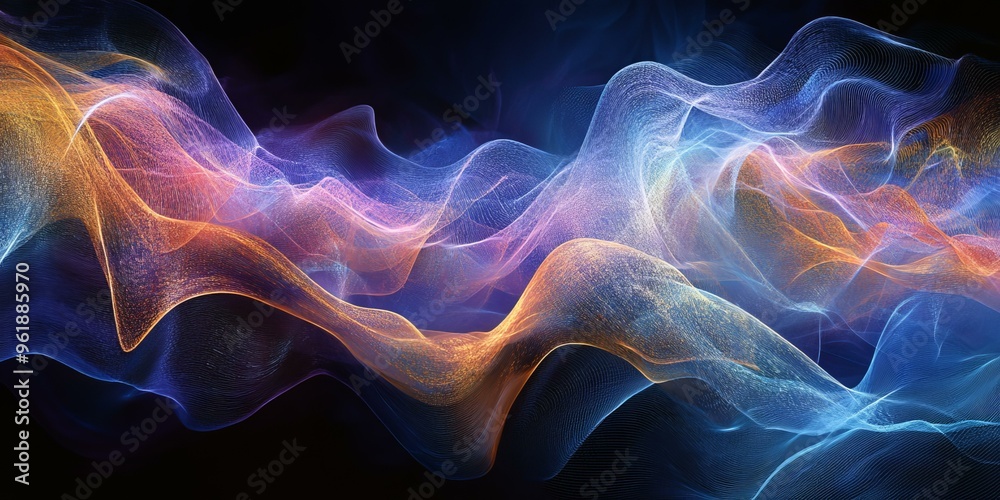 Abstract wavy pattern with blue and orange hues. Abstract wavy pattern with blue and orange hues.