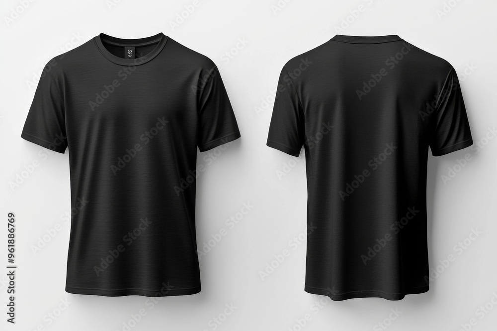 Naklejka premium Black Tshirt Mockup Front and Back Isolated created with Generative AI
