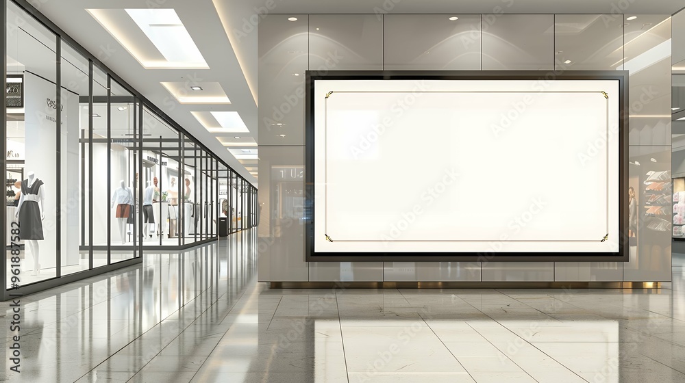 Obraz premium Blank advertising mockup for advertisement at the shopping mall or A mockup poster stands within a shopping Centre mall