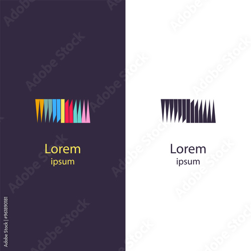 Colorful, dynamic logo featuring abstract vertical lines, perfect for creative businesses, media companies, tech startups, and modern branding projects.