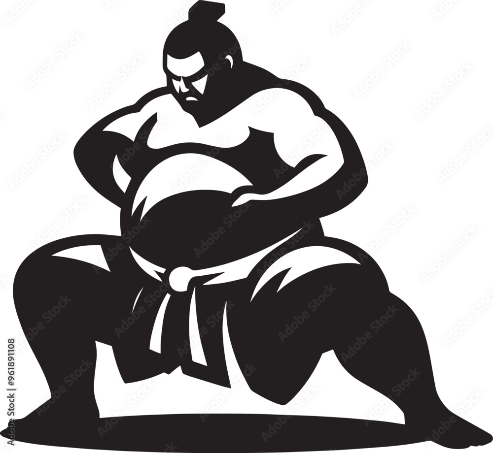 Fototapeta premium Sumo fight silhouette vector illustration isolated on a white background