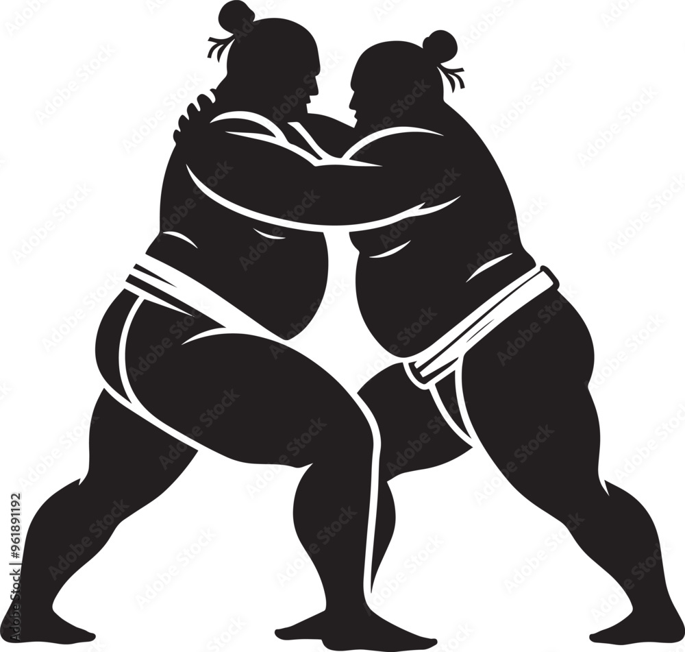 Sumo fight silhouette vector illustration isolated on a white background Sumo fight silhouette vector illustration isolated on a white background