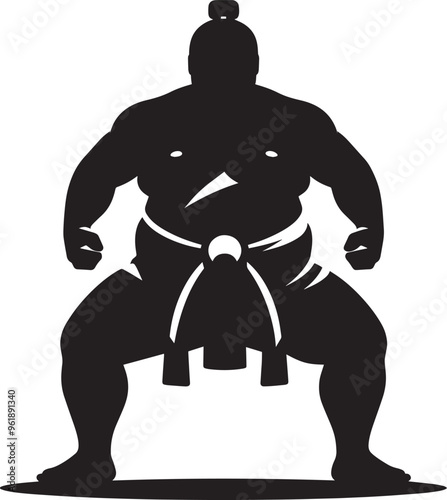 Sumo fight silhouette vector illustration isolated on a white background