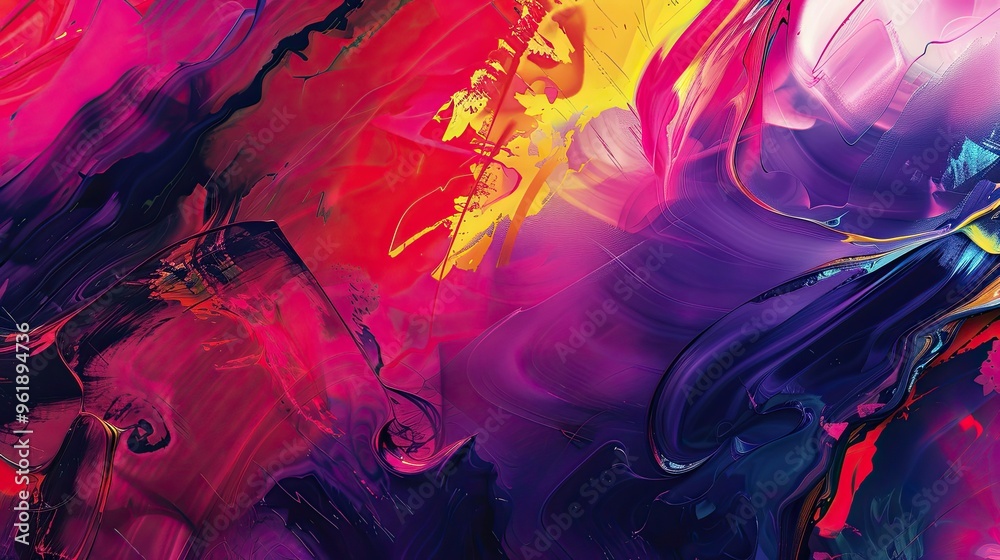 Fototapeta premium Chaotic bright colors with organic shapes and textured effects on a Fauvist-themed background evoking life