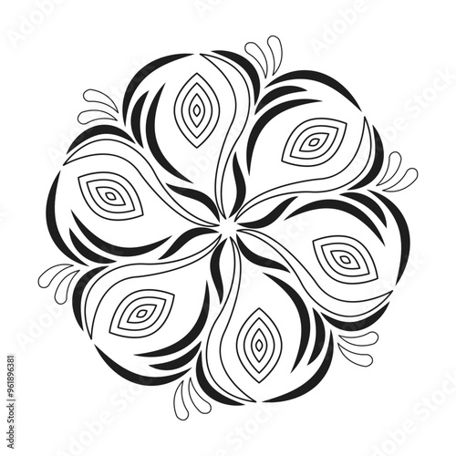 Abstract symbols in ornamental Arabic style mandala design