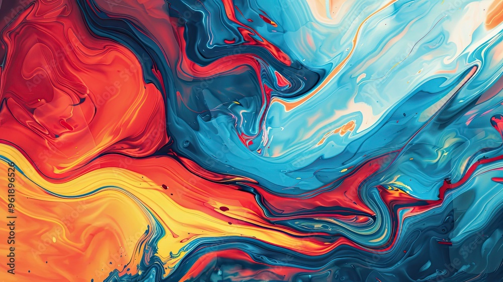 Fauvist backdrop of intense blues reds and yellows with swirling fluid shapes and texture Fauvist backdrop of intense blues reds and yellows with swirling fluid shapes and texture
