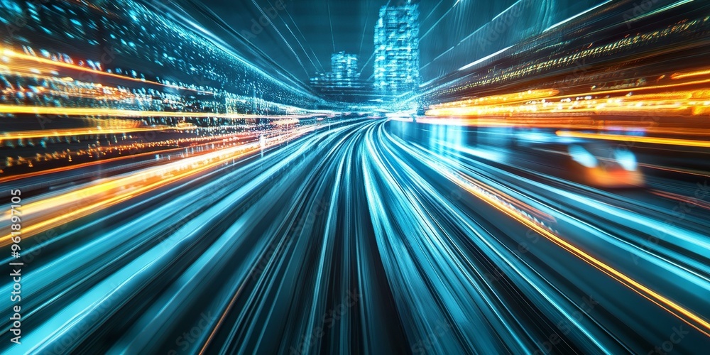 Fast motion blur through a city at night. Fast motion blur through a city at night.