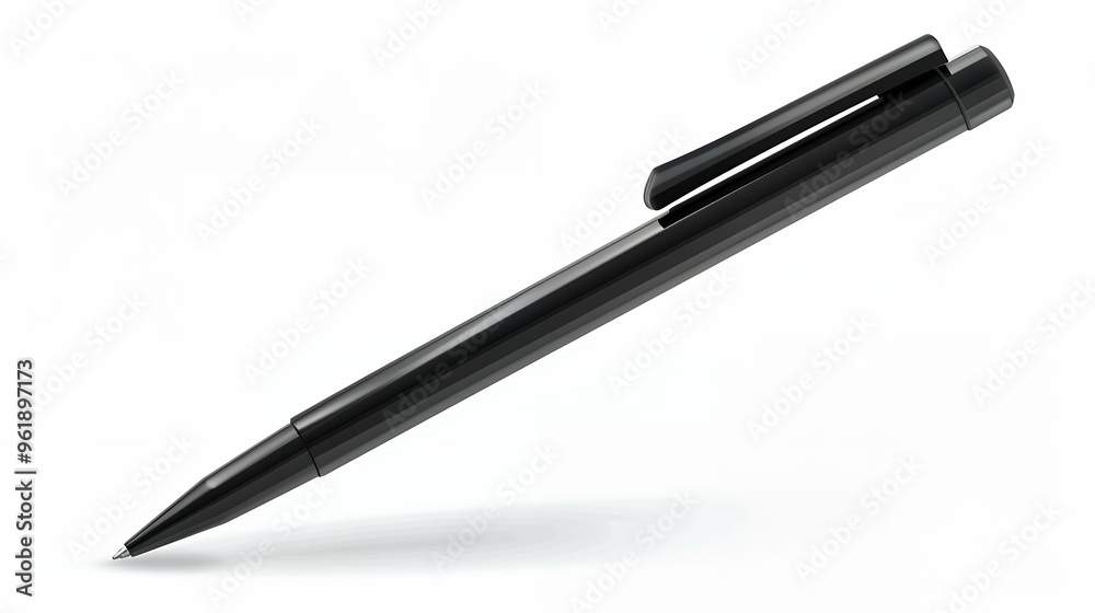 Luxury of black pen mockup isolated on white background Luxury of black pen mockup isolated on white background