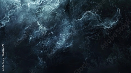 Swirling fog on a gothic stone background with glowing blue accents