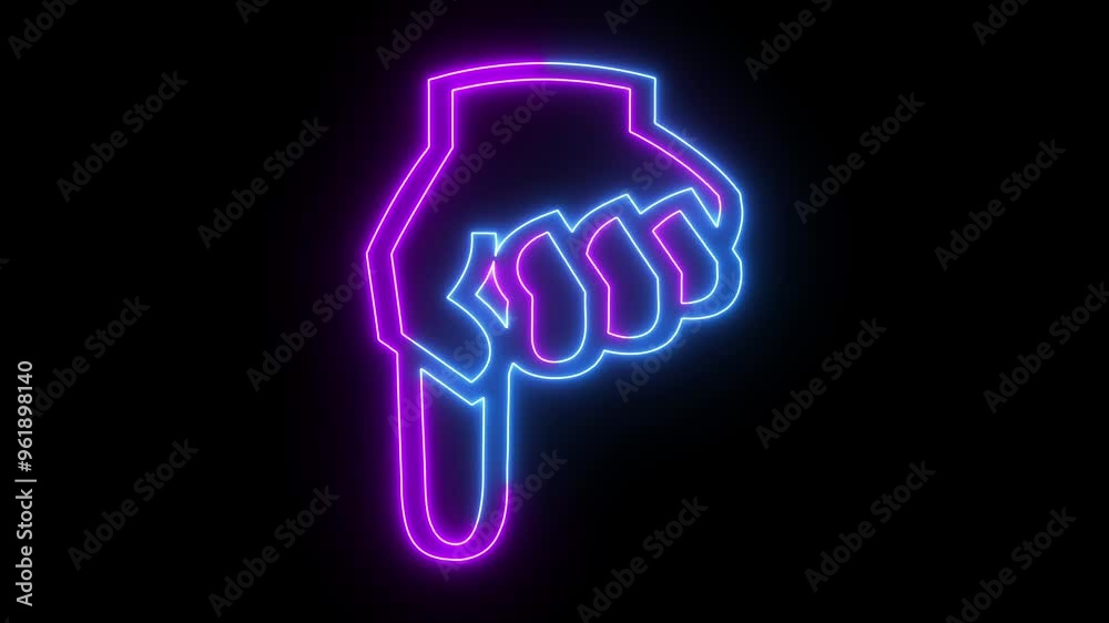 Abstract down directions icon animation with neon shine on black background. Abstract down directions icon animation with neon shine on black background.