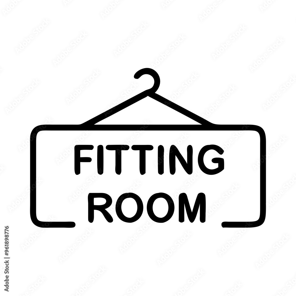Fitting room hanging sign, black and white simple design Fitting room hanging sign, black and white simple design