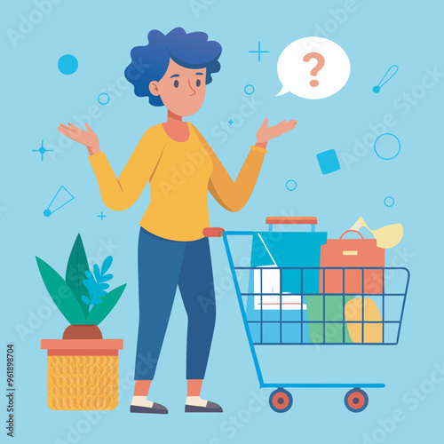 people confused in shopping vector illustration