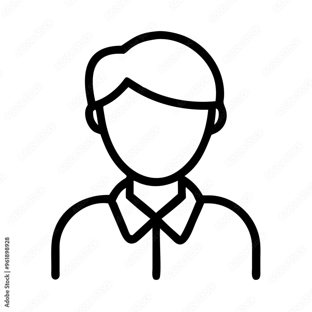 Male avatar icon in black line art, minimalist design Male avatar icon in black line art, minimalist design