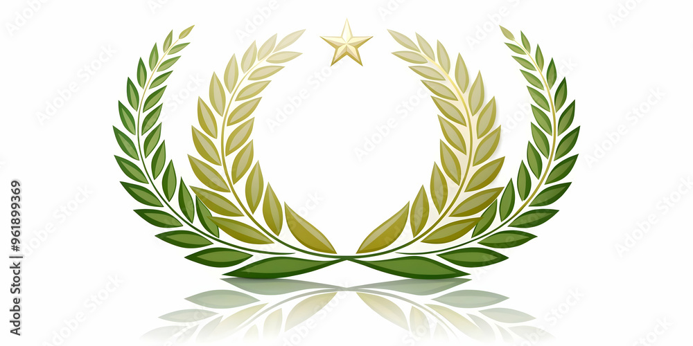 Fototapeta premium Flat Glossy Background Featuring Abstract Laurel Wreath and Ribbon Design for Commemorative Banners on Hari Pahlawan � Elegant and Polished Vector Illustration