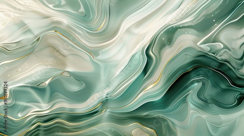 Background with marble textures in green and cream tones with glowing accents