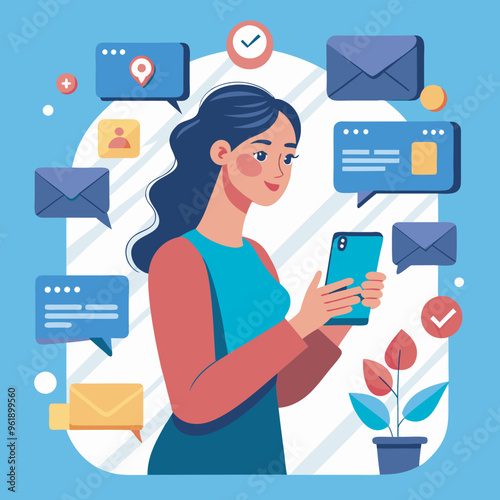 people using mobile chatting vector illustration