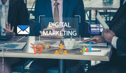 Young business woman and business man meeting in cafe with boss