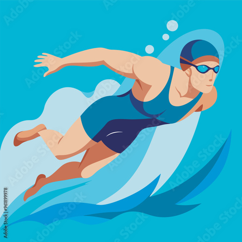 swimmer swimming athletic sports vector illustration