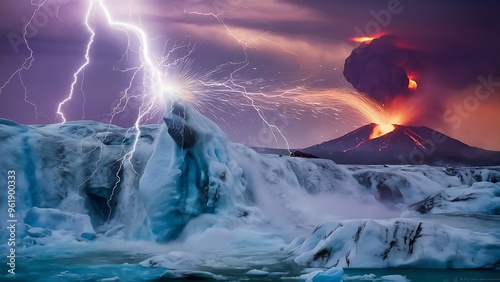 Electric discharge berween ice and fire photo