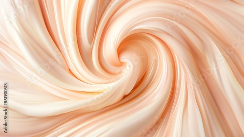 A swirling abstract pattern in soft peach and white colors.