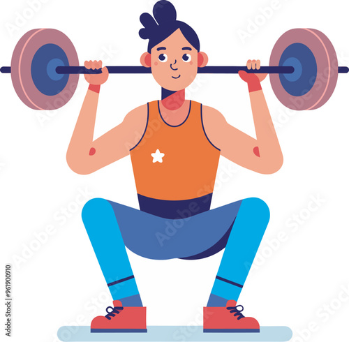 weight lifting sports gym training flat vector illustration design