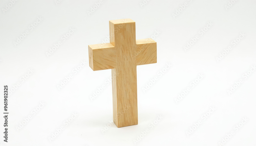 Minimalistic Wooden Cross on White Background Minimalistic Wooden Cross on White Background