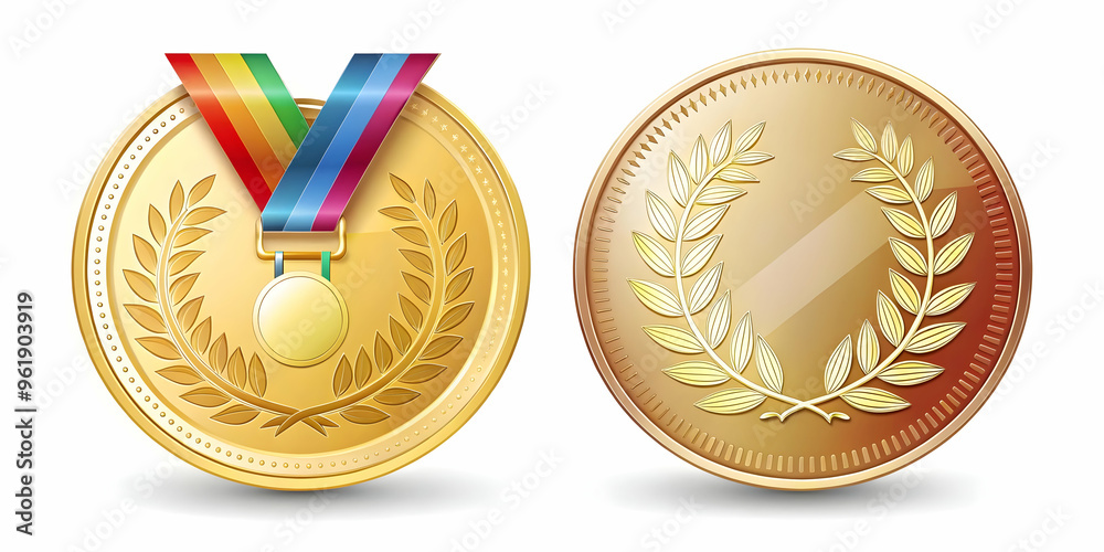 Flat Glossy Holographic Medal with Laurel Wreath and Copy Space - A Distinguished Vector Illustration Celebrating Honor and Victory for Hari Pahlawan Flat Glossy Holographic Medal with Laurel Wreath and Copy Space - A Distinguished Vector Illustration Celebrating Honor and Victory for Hari Pahlawan