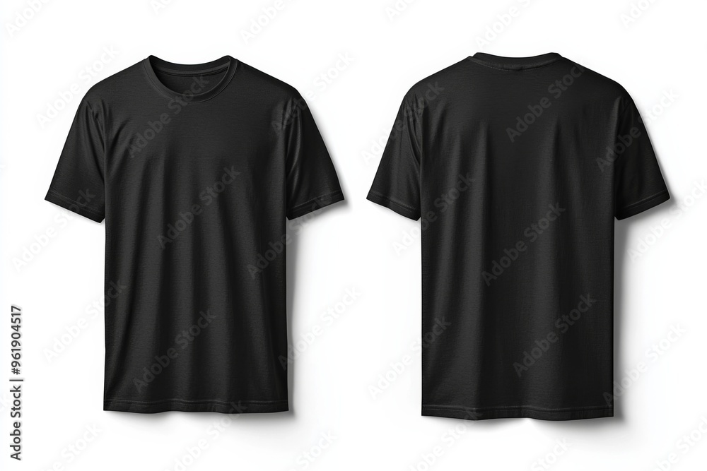 Black Tshirt Mockup Front and Back Isolated created with Generative AI
