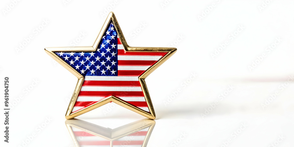 Polished Flat Glossy Military Badge on Reflective Star Spangled Background - Veterans Day Symbol of Honor and Service in Vector Illustration Polished Flat Glossy Military Badge on Reflective Star Spangled Background - Veterans Day Symbol of Honor and Service in Vector Illustration